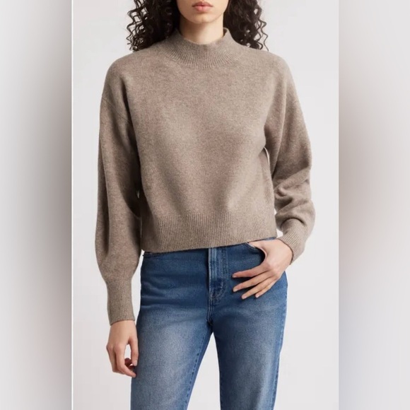 & OTHER STORIES Taupe mock neck Wool blend sweater size S - Picture 1 of 16